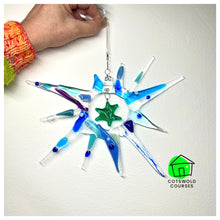 Load image into Gallery viewer, Glass Star, from the Glass Fusing Craft workshop in Cirencester. Morning workshops in The Cotswolds
